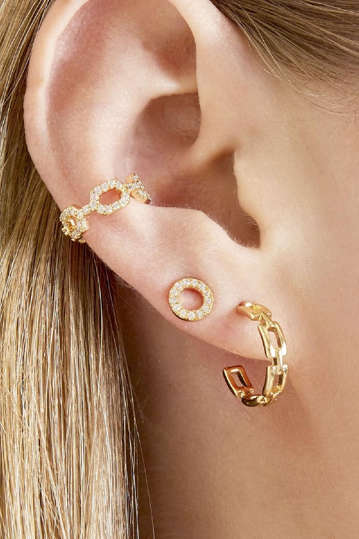 Earcuff Diamond Linked Color dorado Cobre h5Imagen2